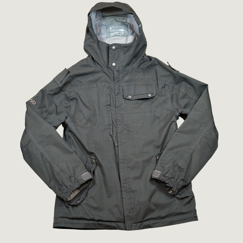 686 Manual Anthem Insulated Jacket Men S Grey Hooded Snowboard Ski Winter Parka